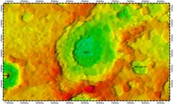 Bach crater on South Pole of Mercury, topography