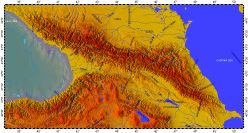 Caucasus, topography with bathymetry
