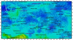 I-2467 Niobe Planitia big quadrangle of Venus, topography