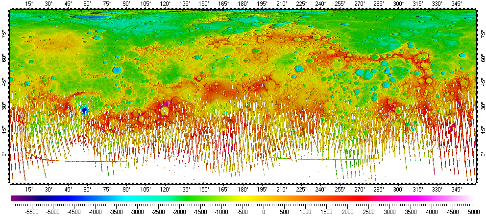 DEM of North Hemisphere of Mercury with resolution 1/64