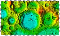 Amundsen Crater on South Pole of Moon, topography