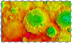 Cervantes crater on South Pole of Mercury, topography