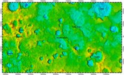 Eltanin Rupes on South Pole of Mercury, topography