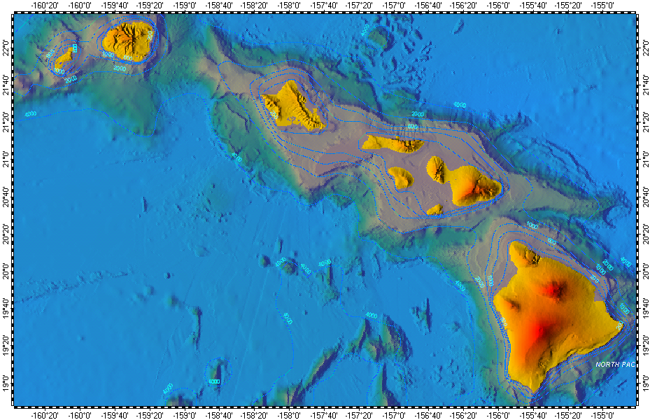 Hawaii, topography with bathymetry