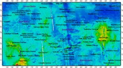 I-2457 Guinevere Planitia big quadrangle of Venus, topography