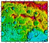 LAC-105 Mohorovicic quadrangle of Moon, topography