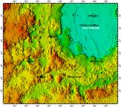 LAC-108 Mare Orientale quadrangle of Moon, topography