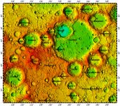 LAC-35 Landau quadrangle of Moon, topography