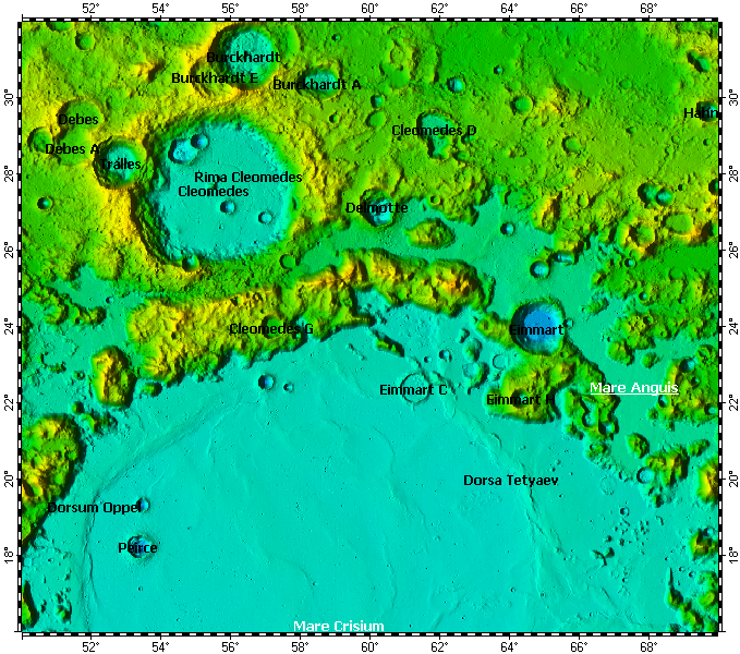 LAC-44 Cleomedes quadrangle of Moon, topography