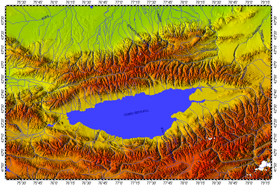 Lake Issyk-Kul, topography