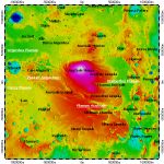 Planum Australe on South Pole of Mars, topography with adjusted colors