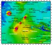 Tharsis region on Mars, topography