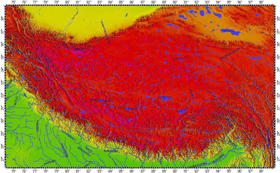 Tibet, topography